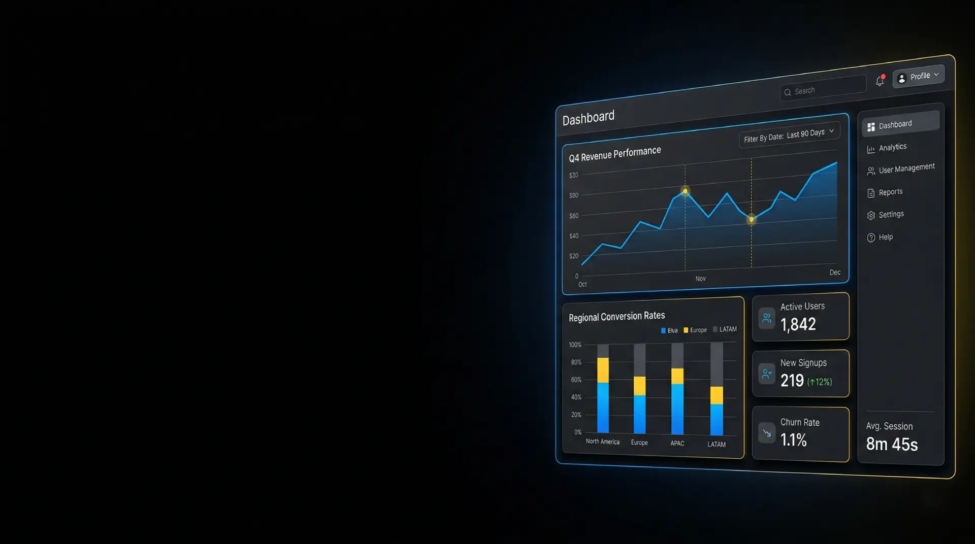 Interfaz digital de software mostrando resultados y métricas web en Huelva